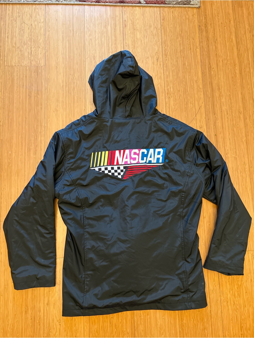 Essex NASCAR Black Hooded Zip-Up Jacket w/ Red Zipper Trim, Size 1X